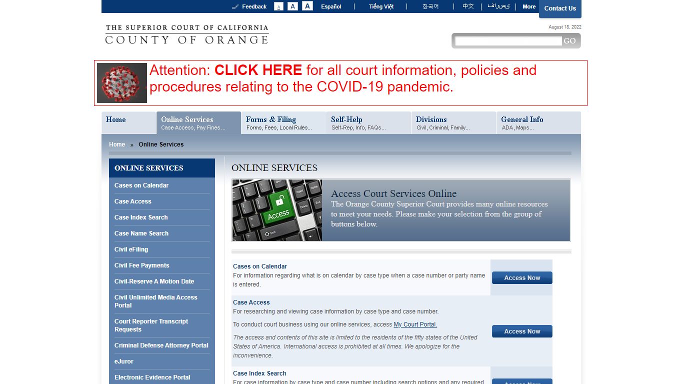The Superior Court of California - County of Orange